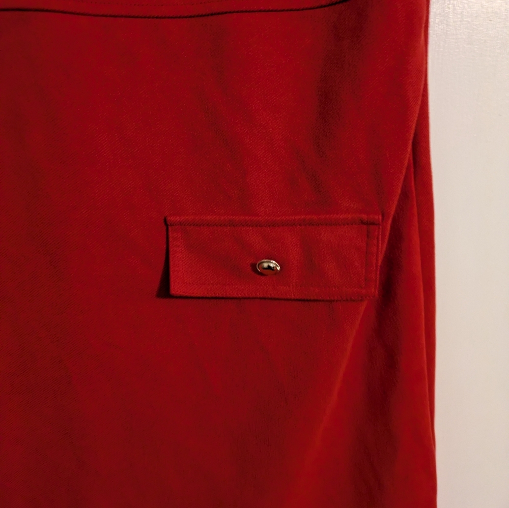 Zara Elegant Red Chef Dress With Gold Buttons Mini Dress Size Medium - Picture 4 of 9